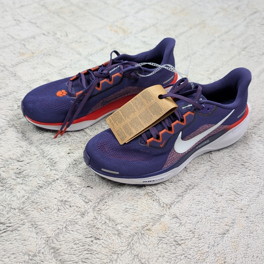 Nike Air Zoom Pegasus 41 Clemson Tigers Purple Running Shoes Mens 9.5 FZ5108-500 - Picture 3 of 7